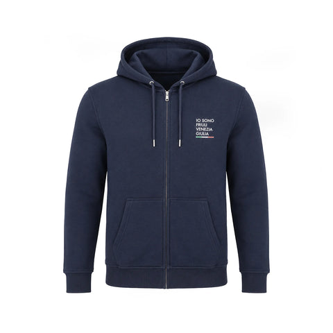 Felpa blu unisex con cappuccio e logo Io Sono Friuli Venezia Giulia