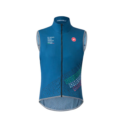 Gilet per bici tecnico con cerniera blu e logo Io Sono Friuli Venezia Giulia