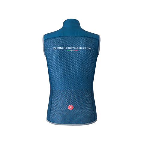 Gilet per bici con materiale traspirante blu e logo Io Sono Friuli Venezia Giulia