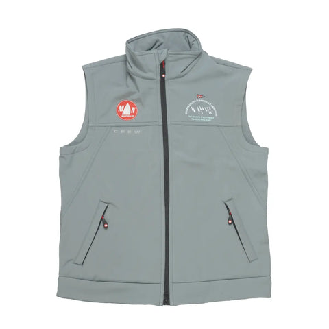Gilet tecnico impermeabile grigio con logo Barcolana con dettaglio scritta acquamarina su sfondo bianco