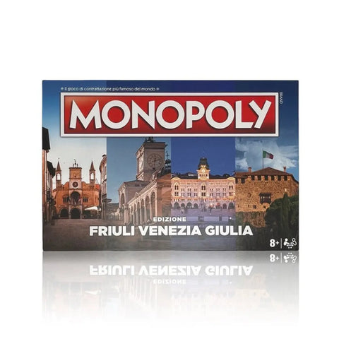Gioco da tavola monopoli dedicato al Friuli Venezia Giulia, vista frontale della scatola