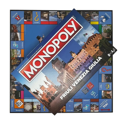 Gioco da tavola monopoli con scatola dedicato al Friuli Venezia Giulia