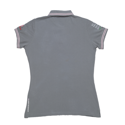 Polo Plenty grigia linea Barcolana con dettagli rosa a maniche corte vista da dietro