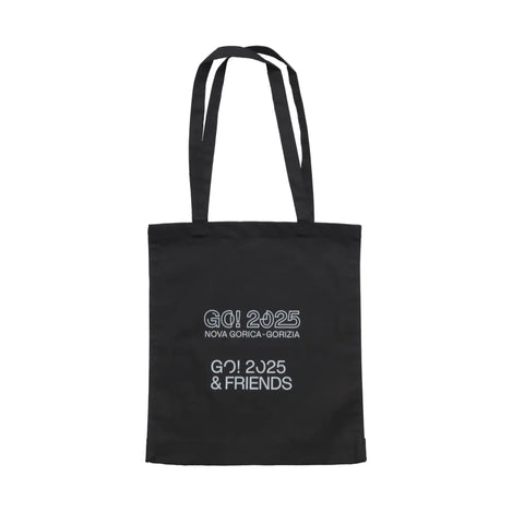 Shopper nera con logo GO!2025 & FRIENDS