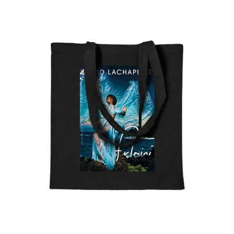 Shopper nera con stampa azzurra linea LaChapelle con manici lunghi neri