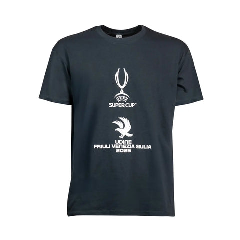 T-shirt celebrativa Trophy Experience / Supercoppa UEFA 2025 grigia con scritte bianche Udine Io sono Friuli Venezia GIulia