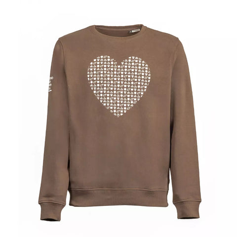 Felpa Love unisex con girocollo color moka e grafica cuore io Sono Friuli Venezia Giulia