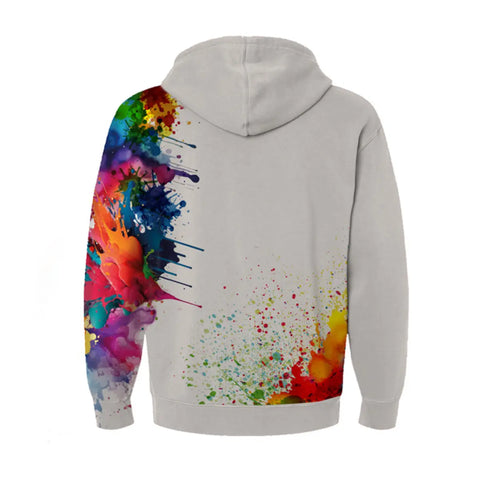 Felpa con cappuccio grigia linea Colors con logo Io Sono Friuli Venezia Giulia e bandiera italiana vista da dietro