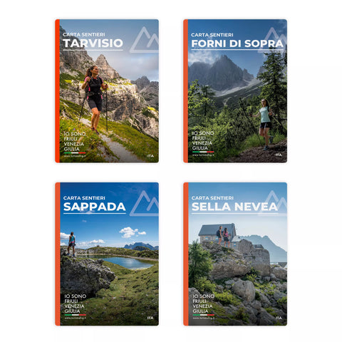 Kit completo con le 4 carte sentieri di Tarvisio, Sappada, Sella Nevea e Forni di Sopra