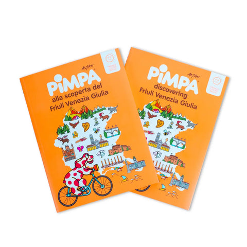 Libro della Pimpa alla scoperta del Friuli Venezia Giulia in italiano e in inglese 
