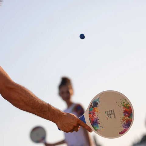 Racchettoni da spiaggia bianchi linea Colors e logo Io Sono Friuli Venezia Giulia 