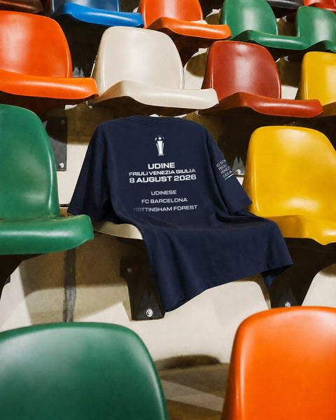 T-shirt ufficiale blu della Friuli Venezia Giulia Cup 2026 con grafica celebrativa dell'evento.