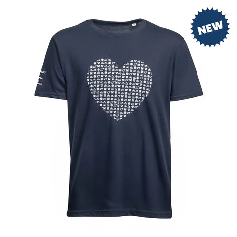 T-shirt blu vestibilità regolare a marchio Io Sono Friuli Venezia Giulia con stampa cuore 